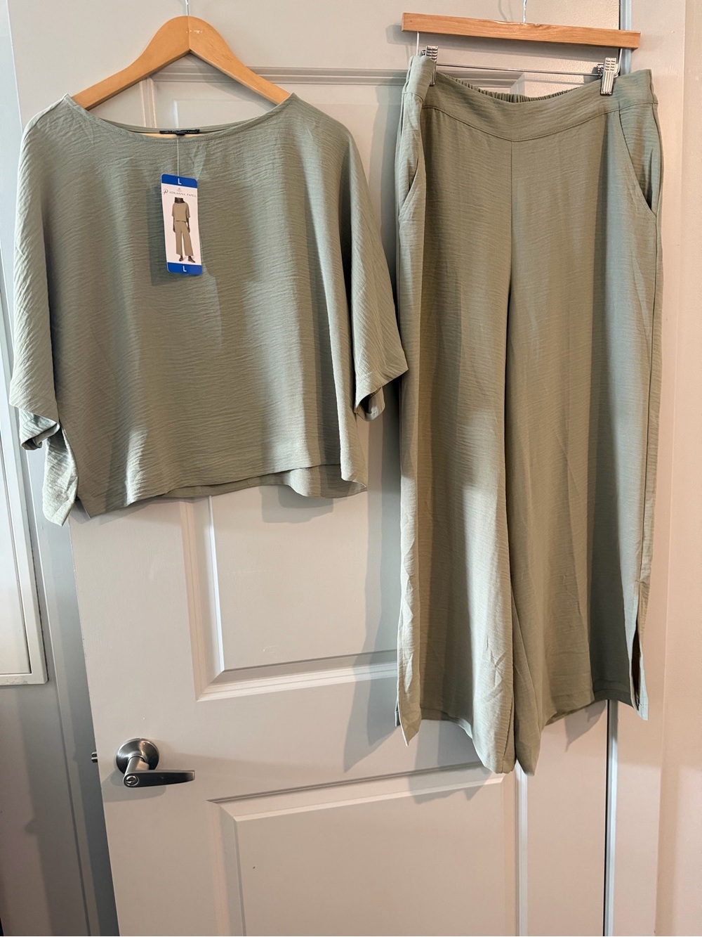 Adrianna Papell Sage Green Wide-Leg Jumpsuit - Picture 3 of 5